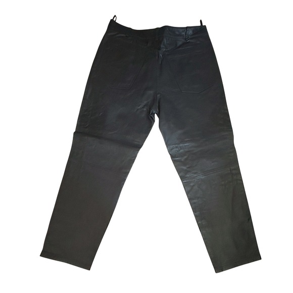 Arizona Jean 1990's Mens Black Genuine Leather Pants Size 36 (38) Motorcycle - Picture 2 of 7